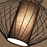 CageCraft Industrial Pendelleuchte | Eisen-Käfig Design | Stoffschirm | Wohnzimmerlicht