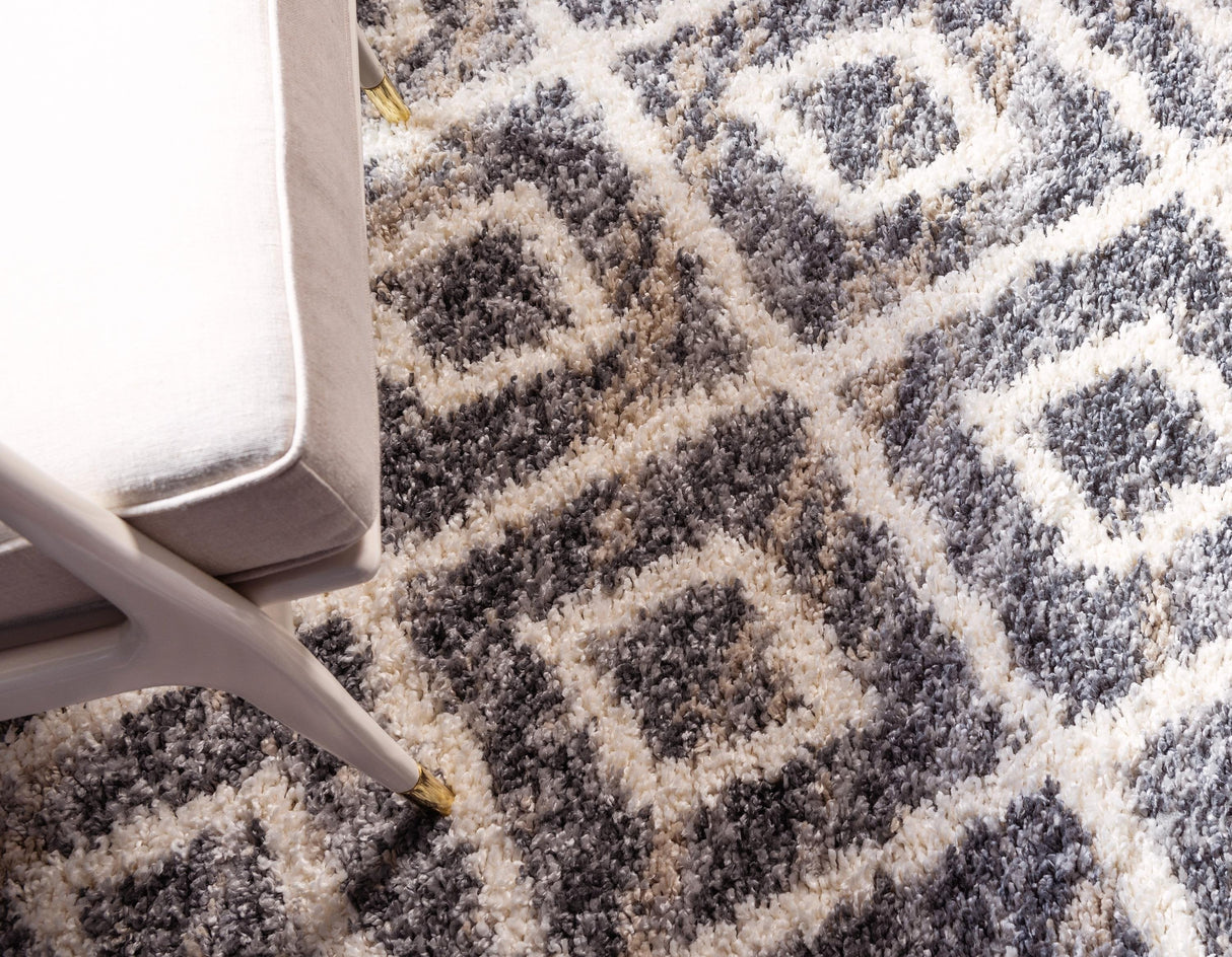 DiamondLuxe Shag - Teppich mit Diamantmuster | Shaggy Hochflorteppich | Weich & Modern | Perfekt für Wohnzimmer