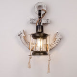Nautica Vintage Anker Wandleuchte | Industrieller Stil | Solides Holz | Einflammige Lampe | Dekorative Beleuchtung für Zuhause