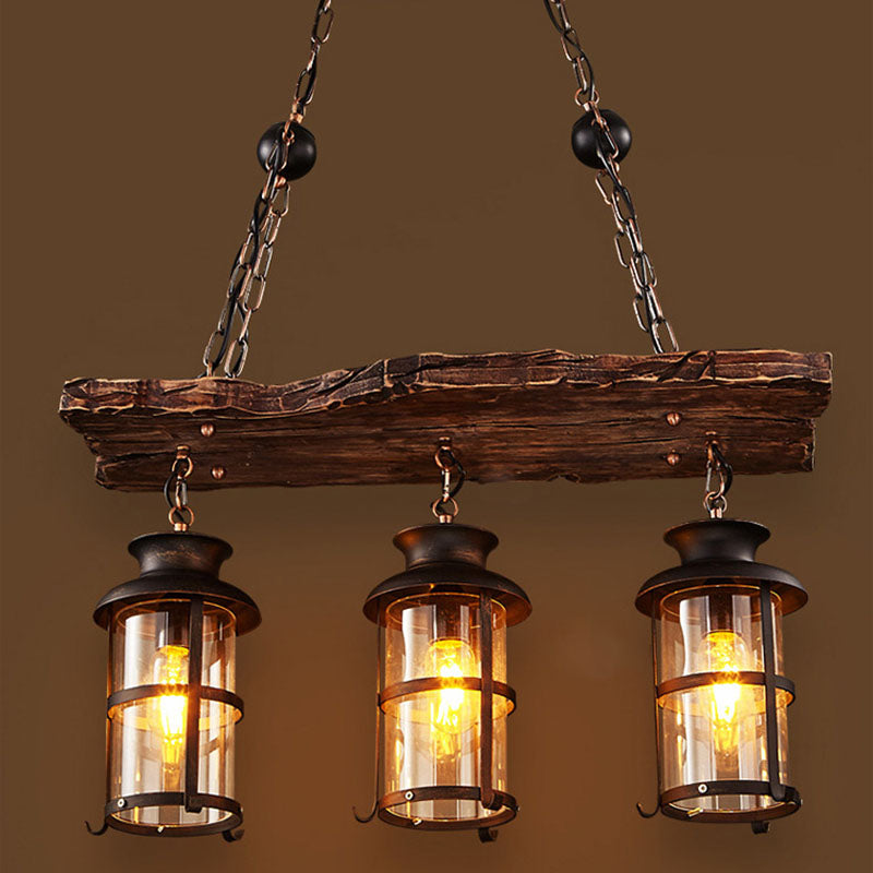 Farmora Kronleuchter | Traditionelles Bauernhaus-Design | Holz & Eisen | 3-flammige Beleuchtung für Esszimmer