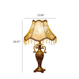LumiVintage Europäische Tischlampe | Antikes Design | Stoffschirm | Stimmungsvolle Beleuchtung