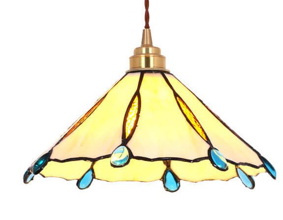 Glassoria Tiffany Pendelleuchte | Vintage Buntglas Design | Regenschirmform | Elegantes Licht für Zuhause