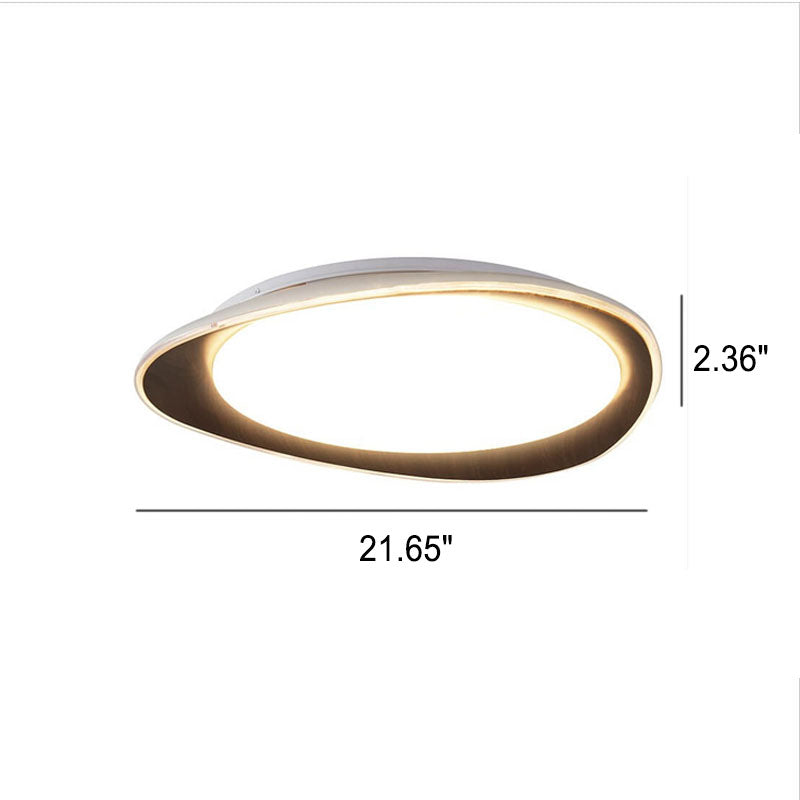 PebbleLuxe Minimalistische LED Deckenleuchte | Holzoptik | Flaches Design | Dimmbare Beleuchtung