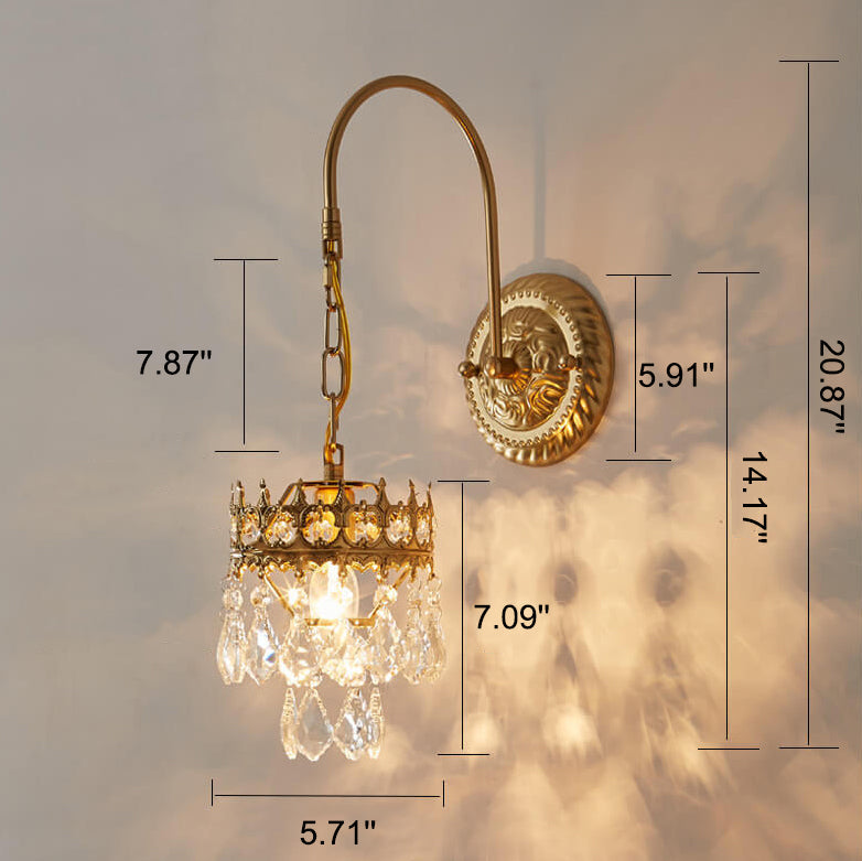 Crysoria Crystal Wandlampe | Vintage Design | Luxus Wandleuchte | Kristallkrone | Dekoratives Licht