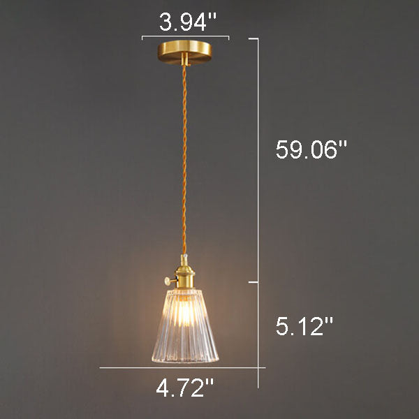 Bellux Glas Pendelleuchte | Modernes Glockenschirmdesign | Messingoptik | 1-flammig | Luxuriöse Beleuchtung