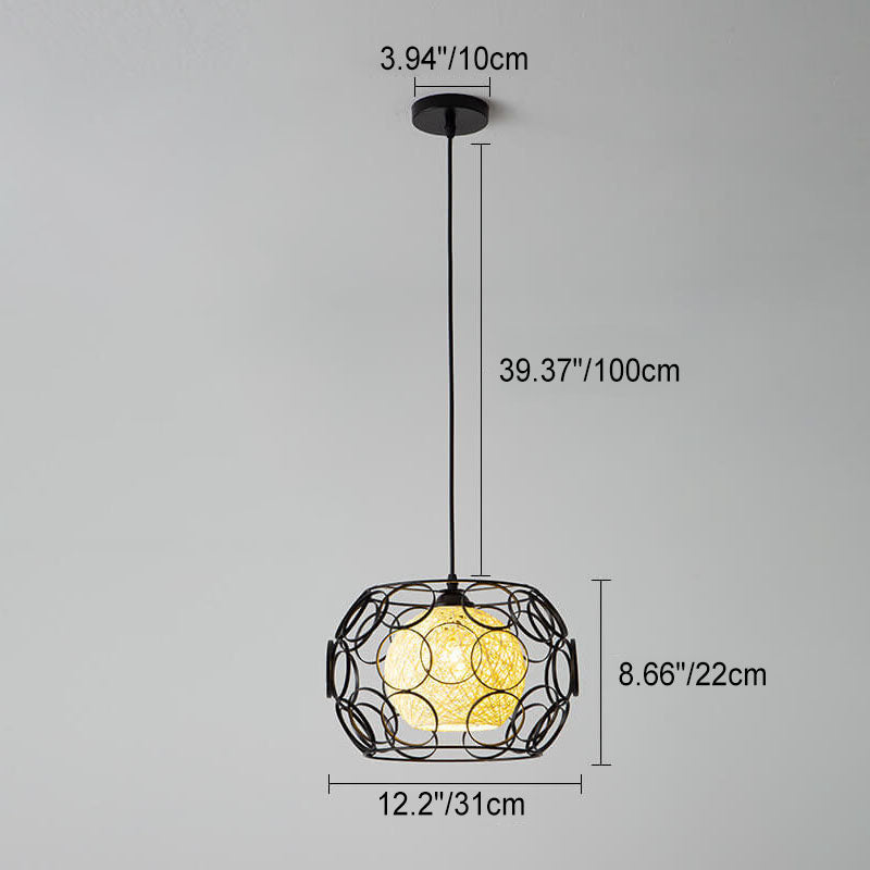 HempGlow Kreative Pendelleuchte aus Hanfgeflecht | Modernes Design | Einzigartiger Lichtakzent | Hängeleuchte für Zuhause