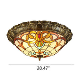 Tiffanara Runde LED Deckenleuchte | Buntglasdesign | Vintage-Stil | Warmes & Weißes Licht