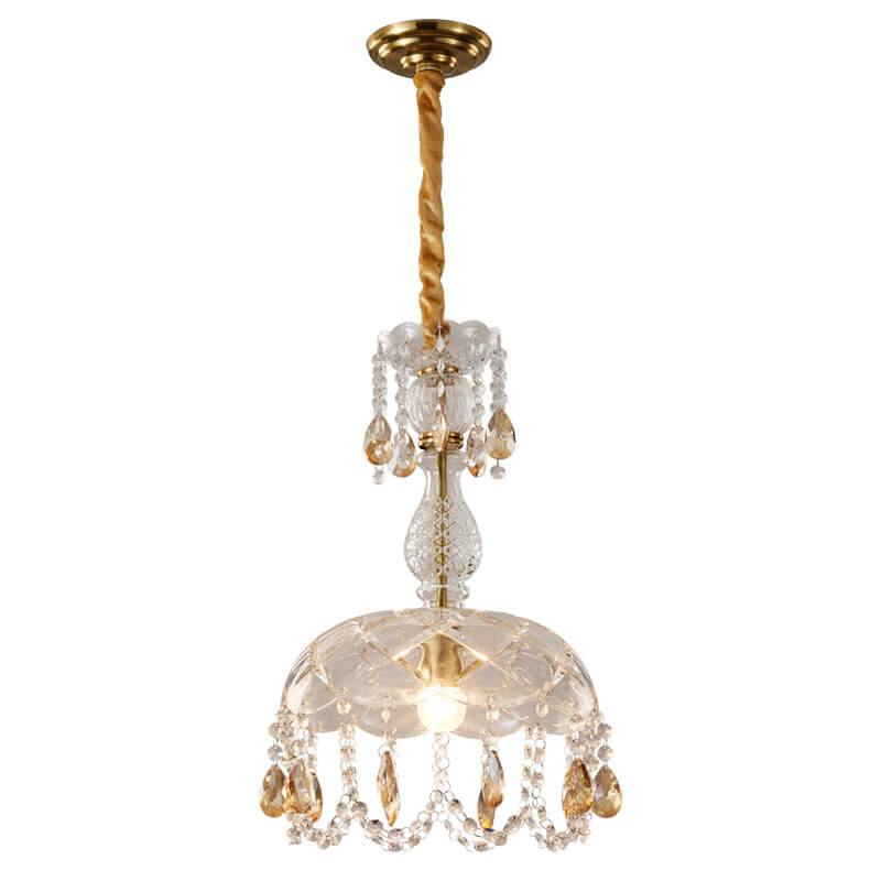 CrystalVive Pendelleuchte | Luxus Kristallkuppel | Moderne 1-Licht Hängelampe | Elegante Beleuchtung für Zuhause