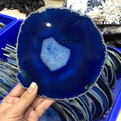 CrystalBlue Achat-Kristallscheibe | Edler Edelstein | Spirituelle Dekoration | Natürliche Eleganz