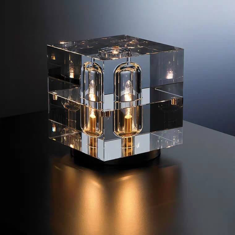 LuxeShine Kristall Tischlampe | Geometrisches Design | Rechteckig oder Quadratisch | 1-flammig