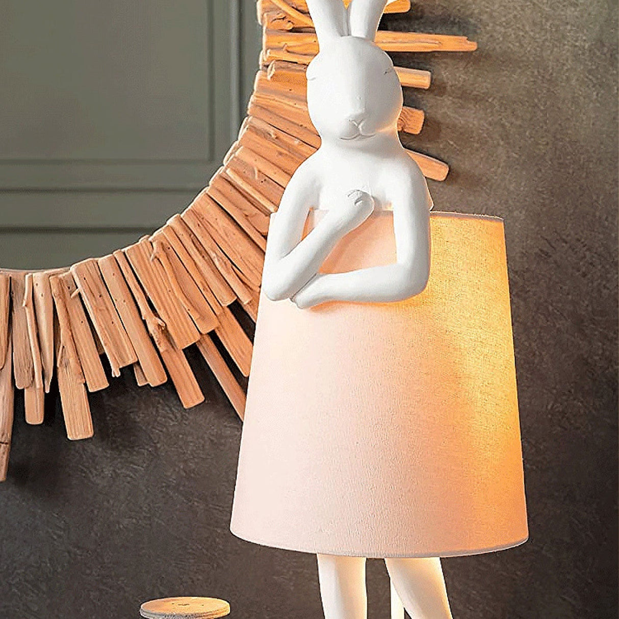 LunaBeam Nordic Rabbit LED Tischlampe | Kabellos | Stimmungslicht | Resin Design | Dekoration für Zuhause