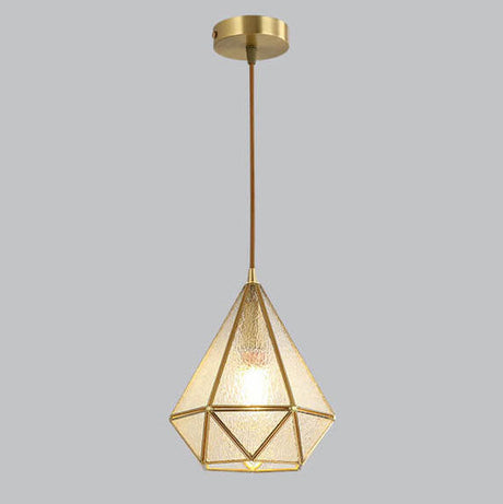 DiamantaGlow Pendelleuchte | Diamantförmiges Glas mit Wasserstruktur | 1-flammige Hängeleuchte | Elegantes & Modernes Design