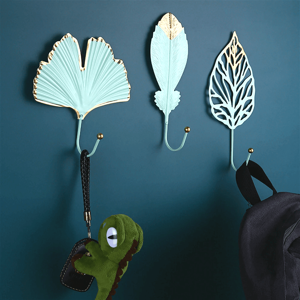 LeafLuxe Metall Wandhaken im Blätterdesign | Elegantes & Funktionales Dekor | In Gold & Blau erhältlich