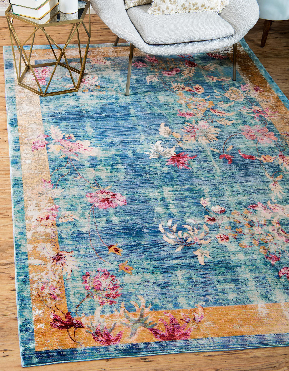 Floravana Vintage Teppich mit Blumenmuster | Eleganter Stil | Weich & Strapazierfähig | Perfekt für Wohnzimmer & Schlafzimmer