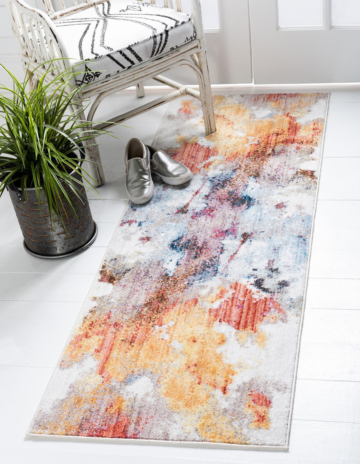 ColorNova Moderner Teppich mit Farbspritz-Design | Hochwertiger Wohnteppich | Vielseitig einsetzbar | Stilvolle Wohnkultur