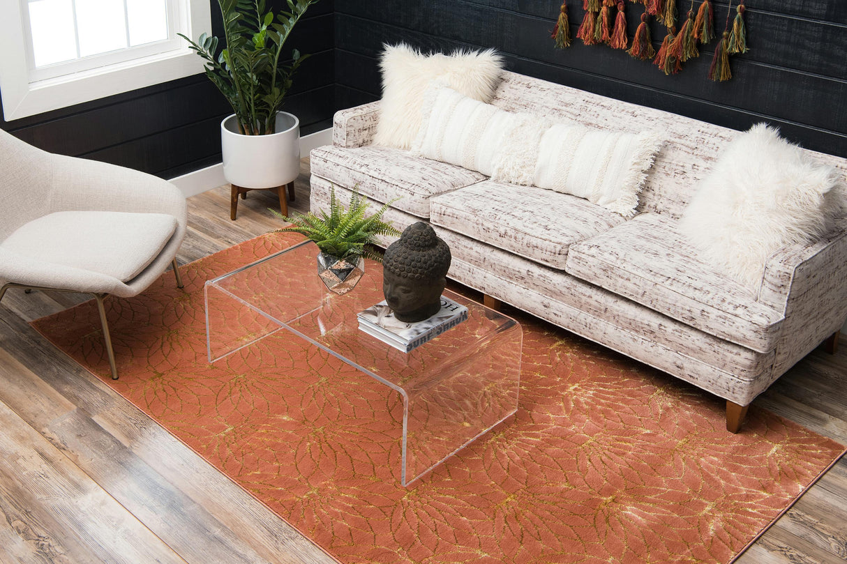 Floriva Lotusblumen-Teppich | Luxus-Design | Hochwertige Musterung | Wohn- & Schlafzimmer-Deko