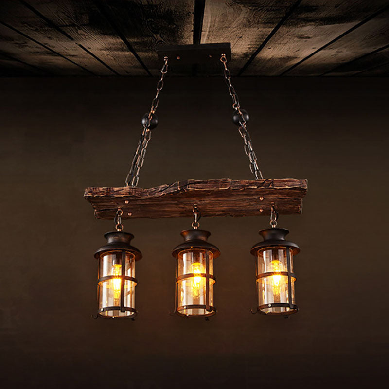 Farmora Kronleuchter | Traditionelles Bauernhaus-Design | Holz & Eisen | 3-flammige Beleuchtung für Esszimmer