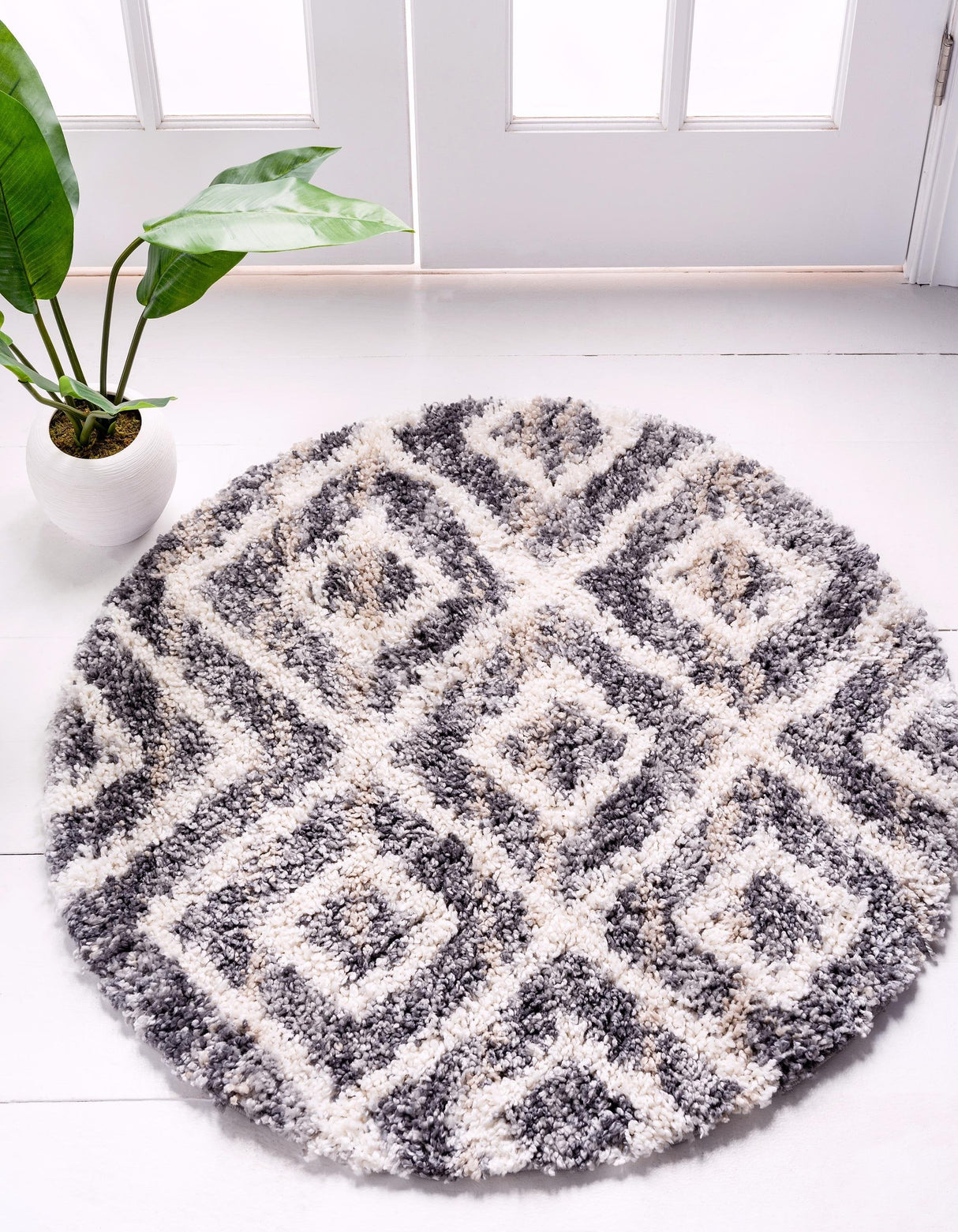 DiamondLuxe Shag - Teppich mit Diamantmuster | Shaggy Hochflorteppich | Weich & Modern | Perfekt für Wohnzimmer