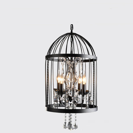 CageLust Retro Kronleuchter | Schmiedeeisen Vogelkäfig-Design | 4/8/12-flammige Hängeleuchte | Vintage Eleganz