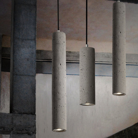 StoneCast Industrielle Zylinder-Pendelleuchte aus Beton | 1 Licht | Glatte oder Raue Oberfläche