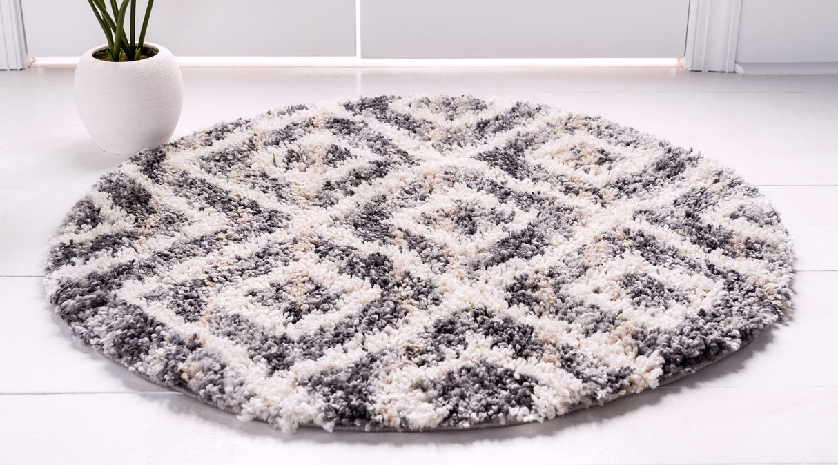 DiamondLuxe Shag - Teppich mit Diamantmuster | Shaggy Hochflorteppich | Weich & Modern | Perfekt für Wohnzimmer