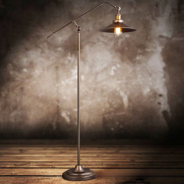 IronLoom Stehlampe mit langem Arm | Zylindrischer Lampenschirm | Industrielles Design für Schlafzimmer & Wohnzimmer