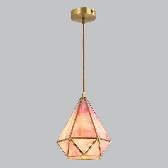 DiamantaGlow Pendelleuchte | Diamantförmiges Glas mit Wasserstruktur | 1-flammige Hängeleuchte | Elegantes & Modernes Design