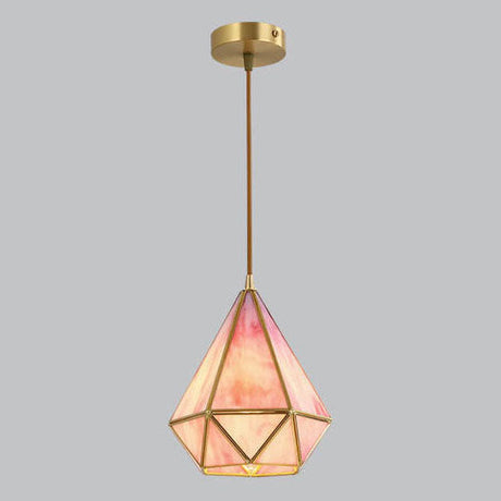 DiamantaGlow Pendelleuchte | Diamantförmiges Glas mit Wasserstruktur | 1-flammige Hängeleuchte | Elegantes & Modernes Design
