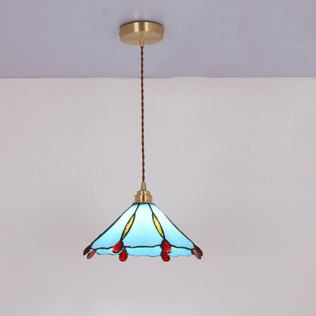 Glassoria Tiffany Pendelleuchte | Vintage Buntglas Design | Regenschirmform | Elegantes Licht für Zuhause