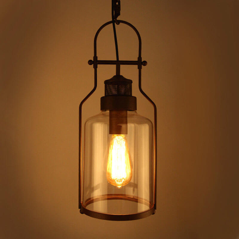 IronJar Industrial Vintage Glaspendelleuchte | Retro-Design | Echte Handwerkskunst | Perfekt für Wohnzimmer & Küche