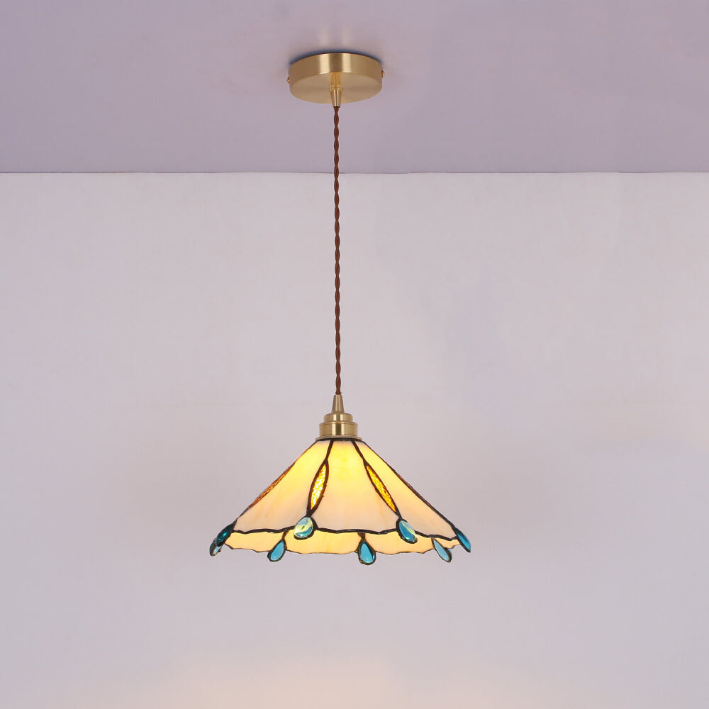 Glassoria Tiffany Pendelleuchte | Vintage Buntglas Design | Regenschirmform | Elegantes Licht für Zuhause