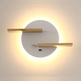 Nordic Creative Flat Round 1-Light LED Wall Sconce Lamp With USB Port And Switch