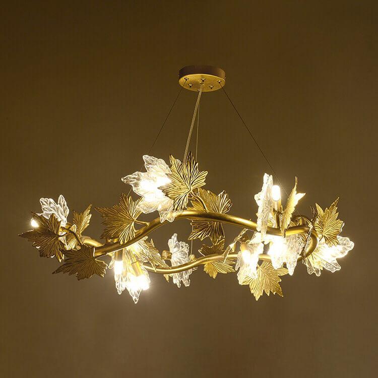Leaforia Elegance Kronleuchter | Glas & Aluminium Design | 6-flammig | Moderne Beleuchtung