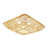 Nestoria Deckenleuchte | Modernes Rattan Nest-Design | Quadratische 3-Licht Flush-Mount Lampe | Elegante Beleuchtung für Wohnräume