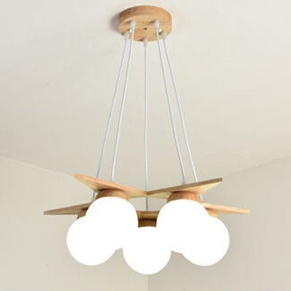 OrionGlare Frosted Holzleuchter | Massivholz & Glas Design | 3- oder 5-flammig | Skandinavischer Stil
