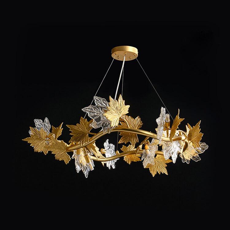 Leaforia Elegance Kronleuchter | Glas & Aluminium Design | 6-flammig | Moderne Beleuchtung