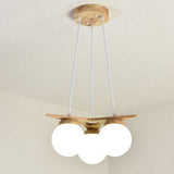 OrionGlare Frosted Holzleuchter | Massivholz & Glas Design | 3- oder 5-flammig | Skandinavischer Stil