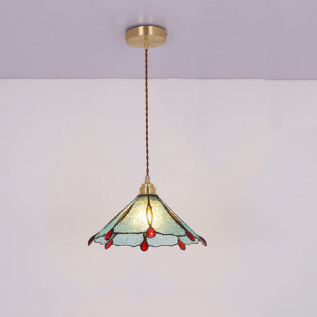Glassoria Tiffany Pendelleuchte | Vintage Buntglas Design | Regenschirmform | Elegantes Licht für Zuhause