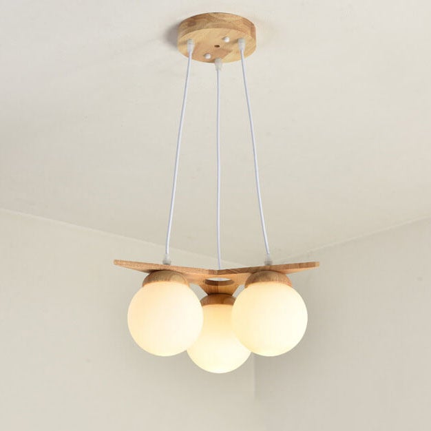 OrionGlare Frosted Holzleuchter | Massivholz & Glas Design | 3- oder 5-flammig | Skandinavischer Stil