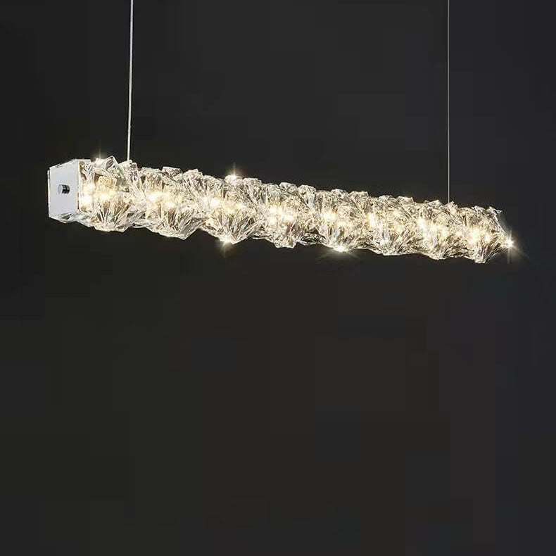 CrystalLine LED Kronleuchter | Modernes Minimalistisches Design | Lineares Kristall | Dimmbares Licht für Esszimmer & Wohnzimmer