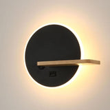 Nordic Creative Flat Round 1-Light LED Wall Sconce Lamp With USB Port And Switch