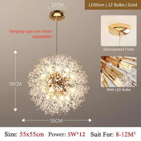 CrystalElegance Luxus-Kronleuchter aus Kristallglas | Premium Deckenleuchte | Glamour für Wohnzimmer, Esszimmer und mehr