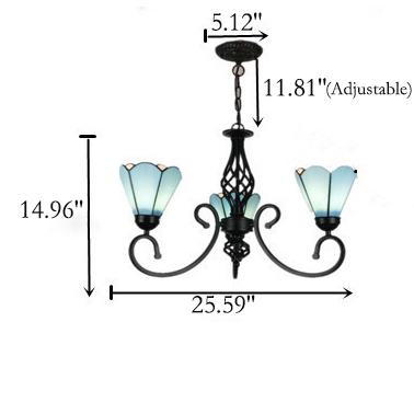 TiffanyGrande Kronleuchter | Europäisches Tiffany-Design | 3/5/6/8-Licht Hängelampe | Elegante Beleuchtung für Wohnräume