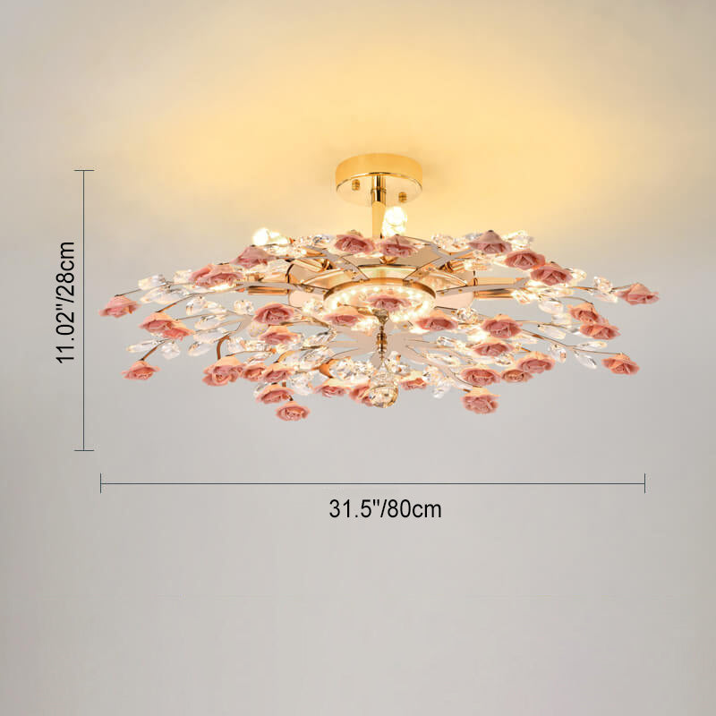 LustraRose Elegance | Keramik Kristall Kronleuchter | 6/7/8-flammig | Luxuriöse Beleuchtung