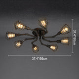 RustiBeam Industrielle Vintage Deckenleuchte | 4/6/8 Lichter | Wasserrohr-Design aus Eisen