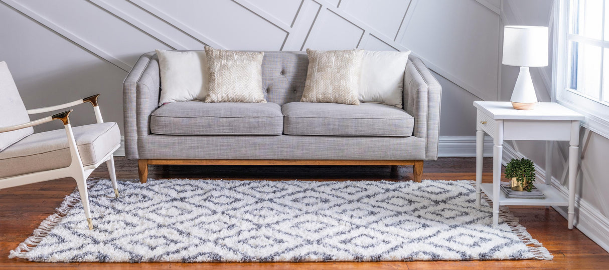 DiamondLuxe Shag - Teppich mit Diamantmuster | Shaggy Hochflorteppich | Weich & Modern | Perfekt für Wohnzimmer