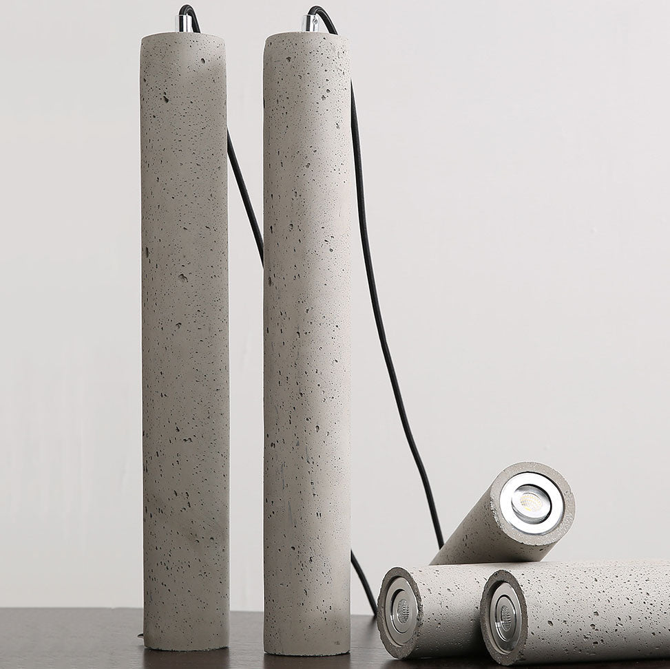 StoneCast Industrielle Zylinder-Pendelleuchte aus Beton | 1 Licht | Glatte oder Raue Oberfläche