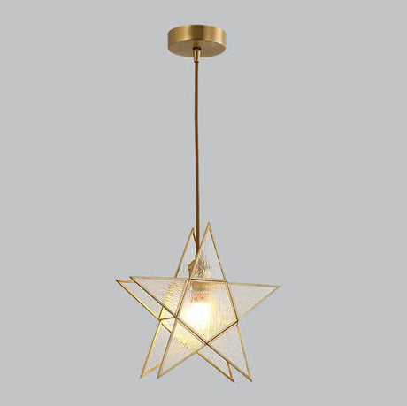 LumoStar Pendelleuchte | Glas mit Wasserstruktur | 1-flammige Sternförmige Hängeleuchte | Modern & Farbig