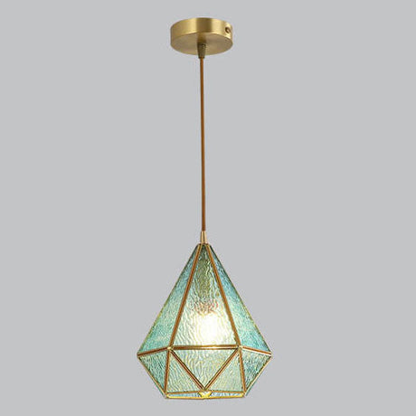 DiamantaGlow Pendelleuchte | Diamantförmiges Glas mit Wasserstruktur | 1-flammige Hängeleuchte | Elegantes & Modernes Design
