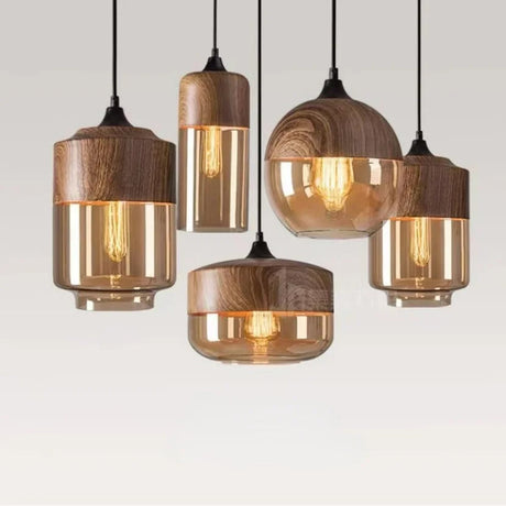EternaGlow Pendelleuchte aus Glas und Holz | Elegantes Design für Ihr Zuhause